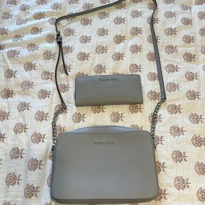 Michael Kors Grey crossbody purse and wallet